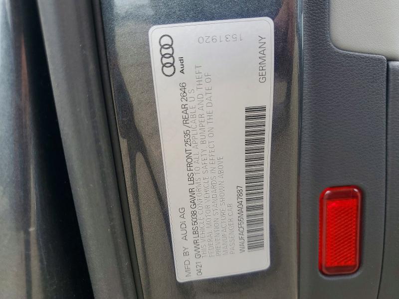 Aukcja sprzedaży 2021 Audi A5, vin: WAUFACF55MA047887, numer aukcji: 58182606