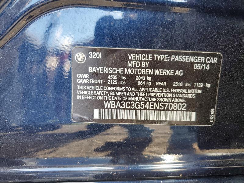 Aukcja sprzedaży 2014 Bmw 320, vin: WBA3C3G54ENS70802, numer aukcji: 54311476