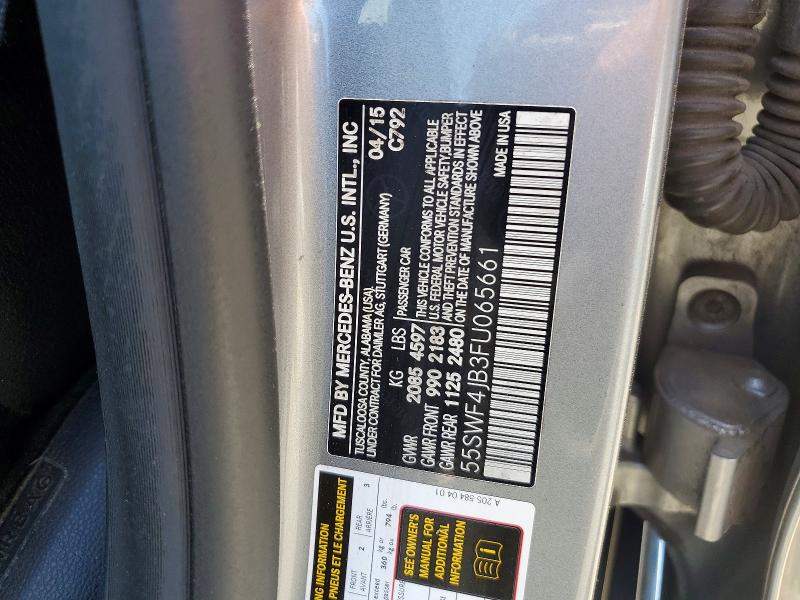 Продаж на аукціоні авто 2015 Mercedes-benz C, vin: 55SWF4JB3FU065661, номер лоту: 57542606