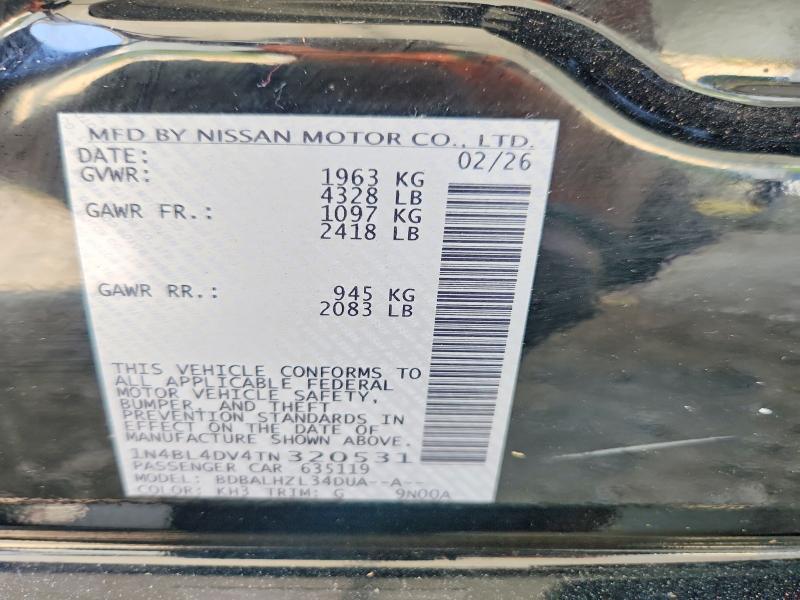 2026 Nissan Altima მანქანა იყიდება აუქციონზე, vin: 1N4BL4DV4TN320531, აუქციონის ნომერი: 57039516