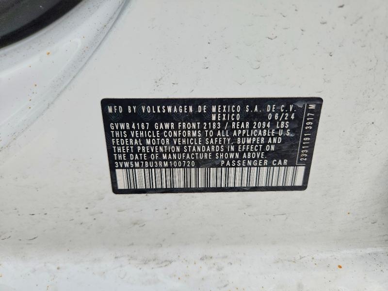 Aukcja sprzedaży 2024 Volkswagen Jetta, vin: 3VW5M7BU3RM100720, numer aukcji: 57576716