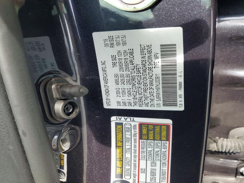 Aukcja sprzedaży 2019 Honda Cr-v, vin: 5J6RW1H97KL003911, numer aukcji: 56710116