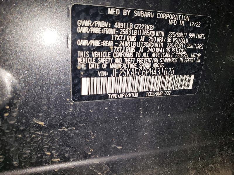 Продажа на аукционе авто 2023 Subaru Forester, vin: JF2SKAEC6PH431628, номер лота: 58267356