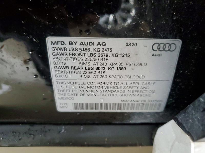 55441046 :رقم المزاد ، WA1ANAFY8L2082555 vin ، 2020 Audi Q5 مزاد بيع