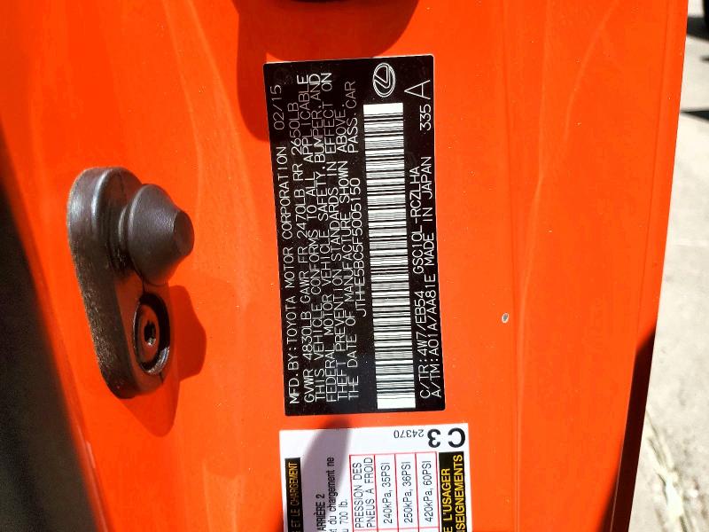 Aukcja sprzedaży 2015 Lexus Rc, vin: JTHHE5BC5F5005150, numer aukcji: 56536406