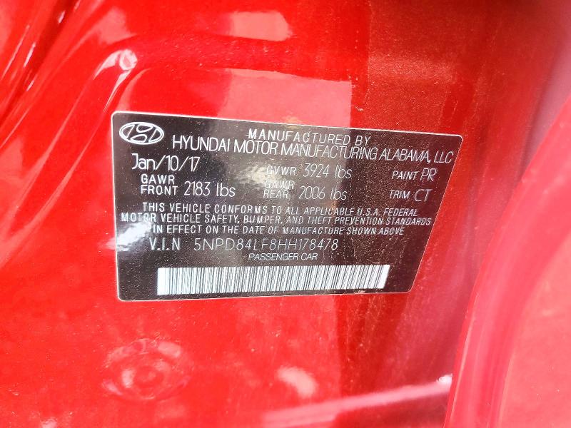 56521526 :رقم المزاد ، 5NPD84LF8HH178478 vin ، 2017 Hyundai Elantra مزاد بيع