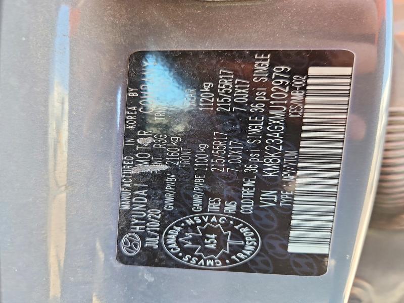 2021 Hyundai Kona მანქანა იყიდება აუქციონზე, vin: KM8K23AGXMU102979, აუქციონის ნომერი: 55597196