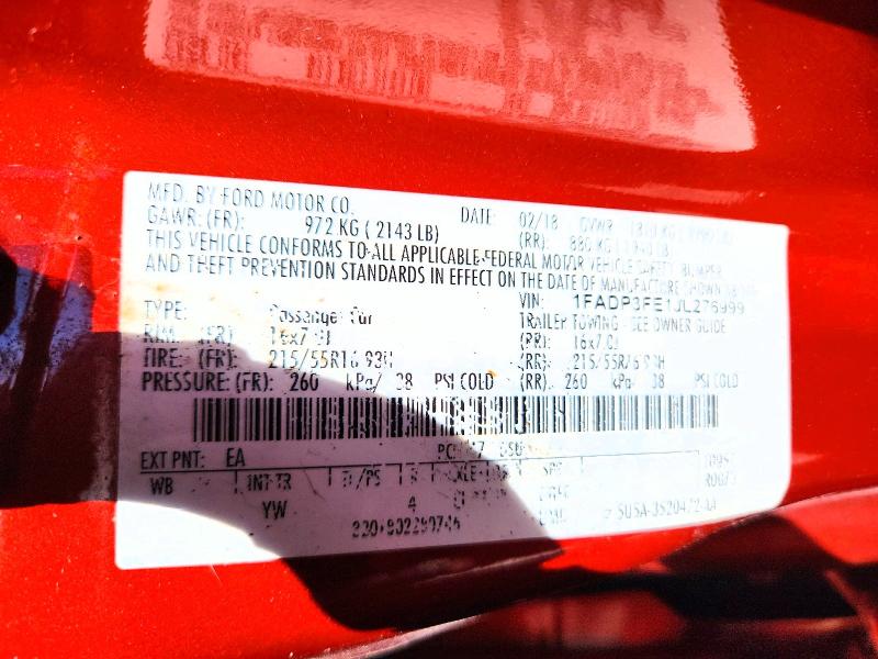 Aukcja sprzedaży 2018 Ford Focus, vin: 1FADP3FE1JL276999, numer aukcji: 55822076