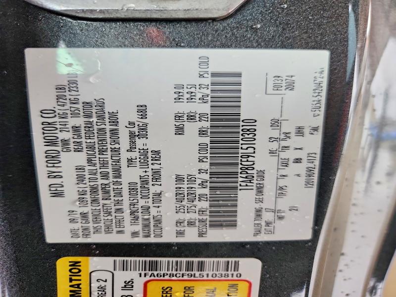 2020 Ford Mustang მანქანა იყიდება აუქციონზე, vin: 1FA6P8CF9L5103810, აუქციონის ნომერი: 56182546