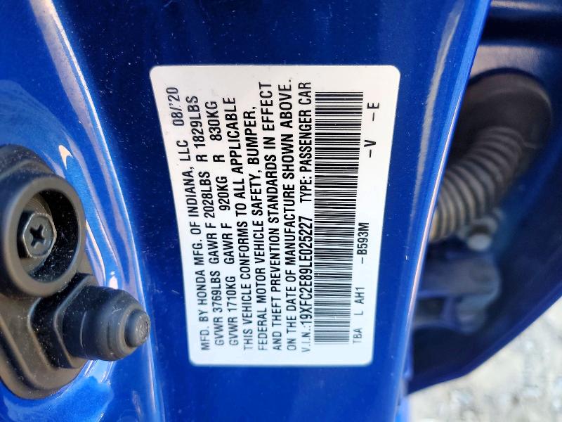 55610146 :رقم المزاد ، 19XFC2E89LE025227 vin ، 2020 Honda Civic مزاد بيع