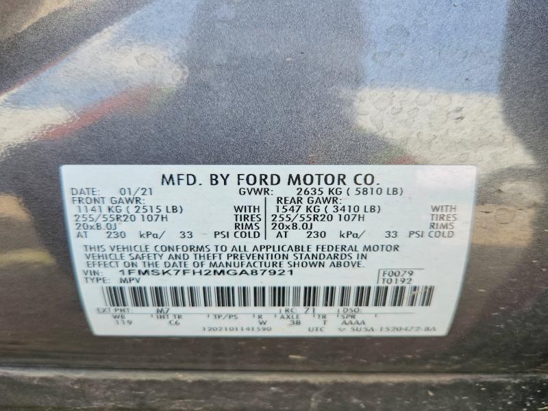 Продаж на аукціоні авто 2021 Ford Explorer, vin: 1FMSK7FH2MGA87921, номер лоту: 54459836
