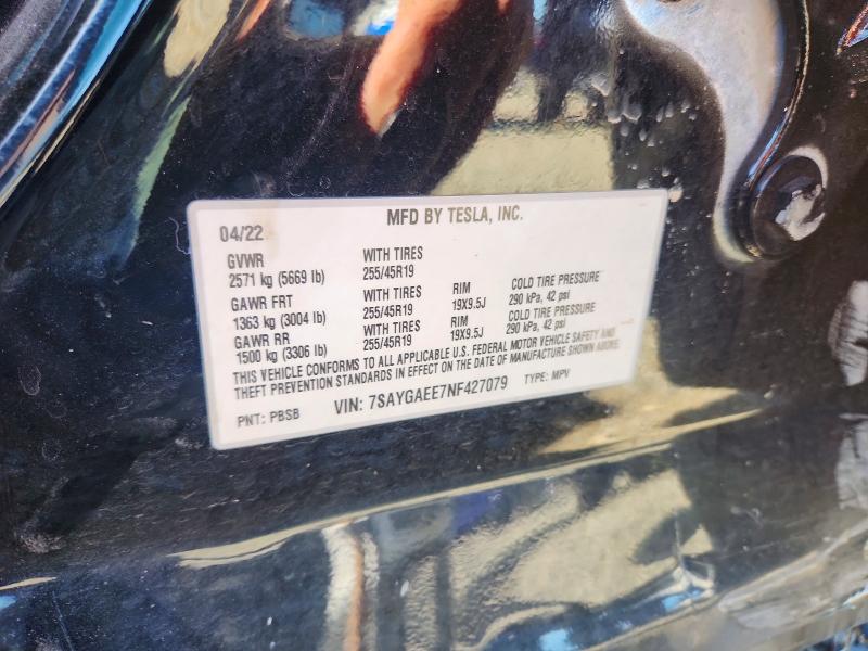 Продаж на аукціоні авто 2022 Tesla Model Y, vin: 7SAYGAEE7NF427079, номер лоту: 57746456