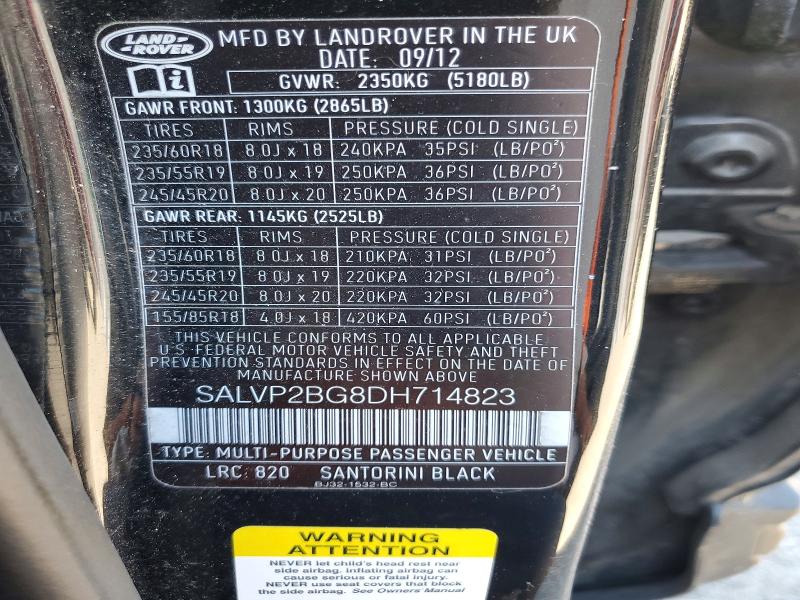 Aukcja sprzedaży 2013 Land Rover Range Rover Evoque, vin: SALVP2BG8DH714823, numer aukcji: 57432836