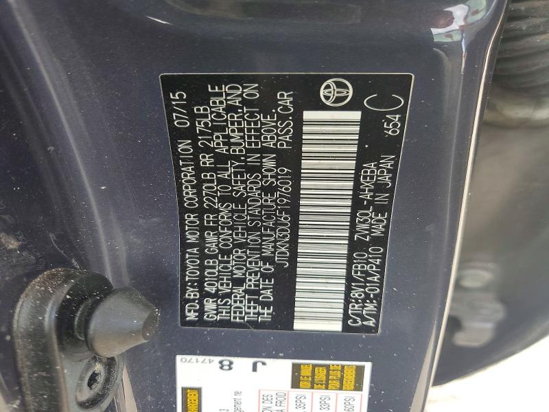 56489186 :رقم المزاد ، JTDKN3DU6F1976019 vin ، 2015 Toyota Prius مزاد بيع