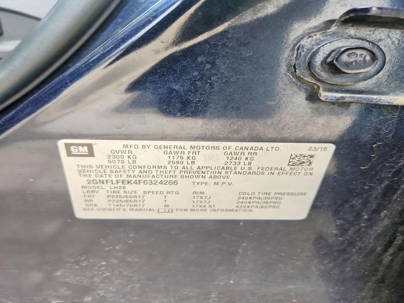 2015 Chevrolet Equinox მანქანა იყიდება აუქციონზე, vin: 2GNFLFEK4F6324266, აუქციონის ნომერი: 55639966