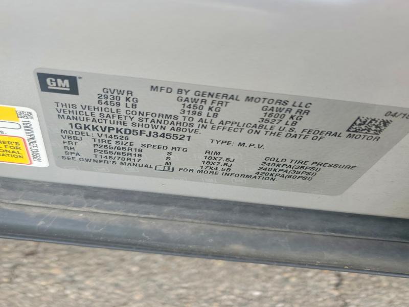 Aukcja sprzedaży 2015 Gmc Acadia, vin: 1GKKVPKD5FJ345521, numer aukcji: 56254176