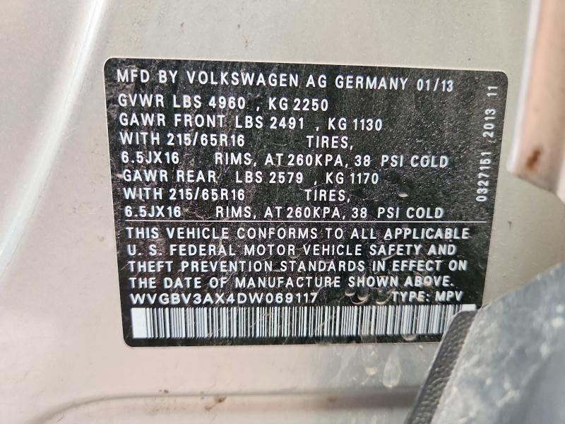 Продажа на аукционе авто 2013 Volkswagen Tiguan, vin: WVGBV3AX4DW069117, номер лота: 55609546