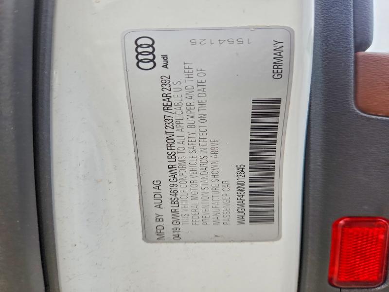48856496 :رقم المزاد ، WAUGMAF45KN012845 vin ، 2019 Audi A4 مزاد بيع