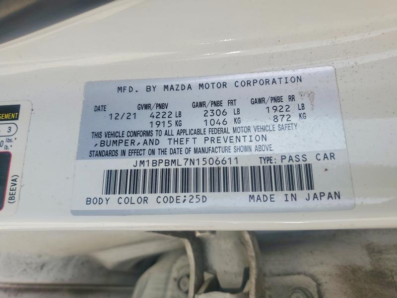 56171756 :رقم المزاد ، JM1BPBML7N1506611 vin ، 2022 Mazda 3 مزاد بيع