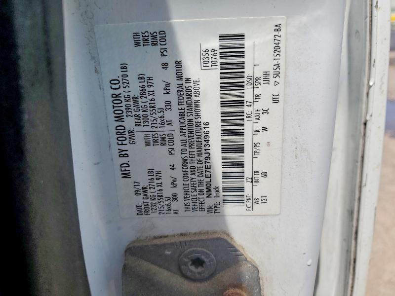 2018 Ford Transit Connect მანქანა იყიდება აუქციონზე, vin: NM0LE7E79J1349616, აუქციონის ნომერი: 55781126