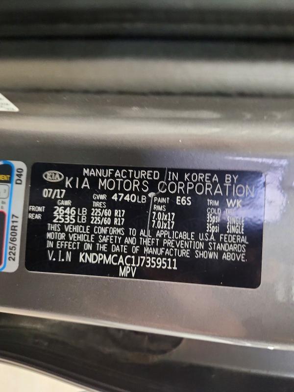 2018 Kia Sportage მანქანა იყიდება აუქციონზე, vin: KNDPMCAC1J7359511, აუქციონის ნომერი: 58659286