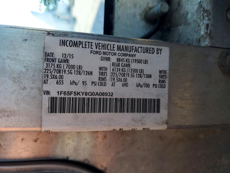 56534366 :رقم المزاد ، 1F65F5KY8G0A08932 vin ، 2016 Ford F59 مزاد بيع
