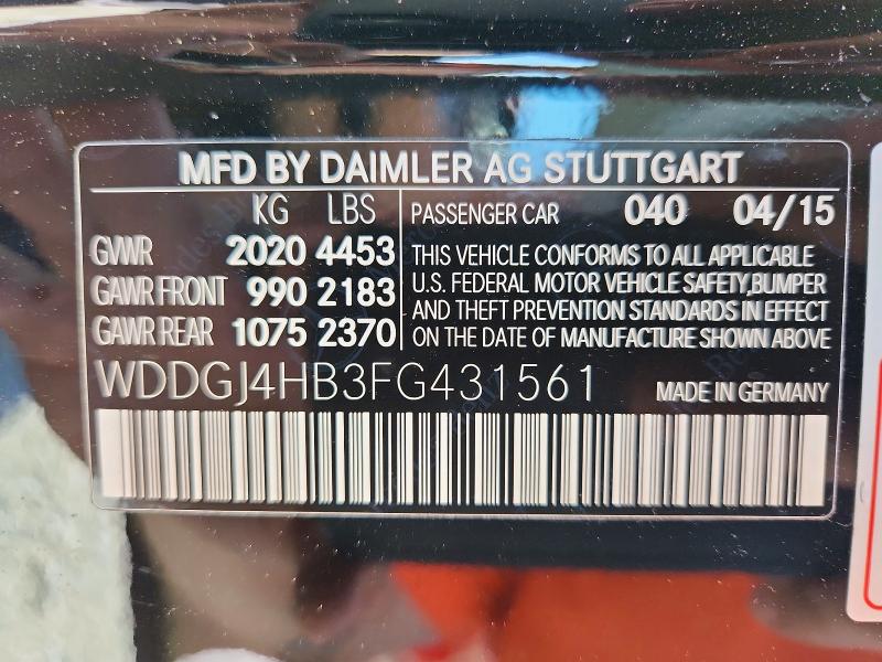 2015 Mercedes-benz C მანქანა იყიდება აუქციონზე, vin: WDDGJ4HB3FG431561, აუქციონის ნომერი: 57384616