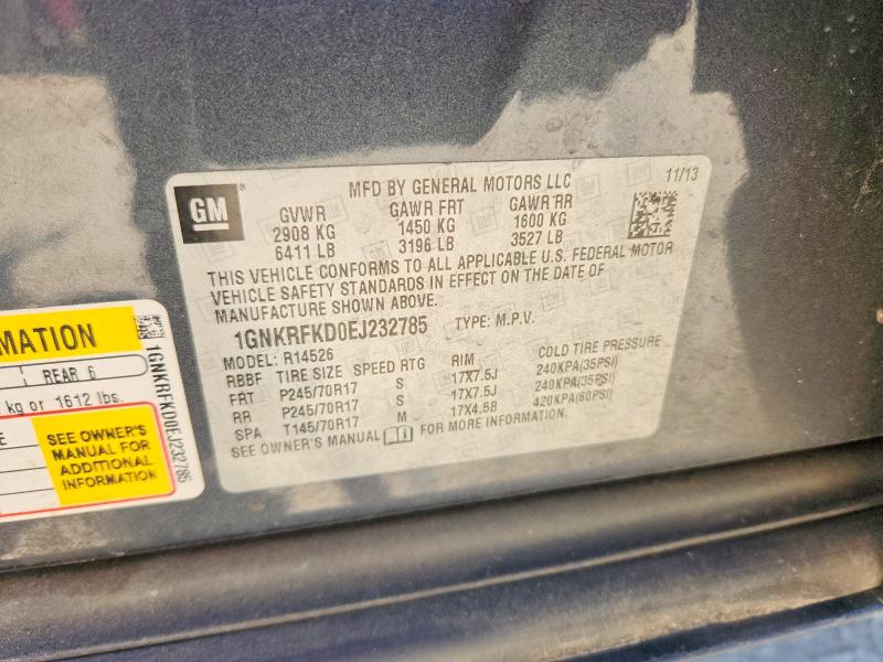 Продаж на аукціоні авто 2014 Chevrolet Traverse, vin: 1GNKRFKD0EJ232785, номер лоту: 57191006