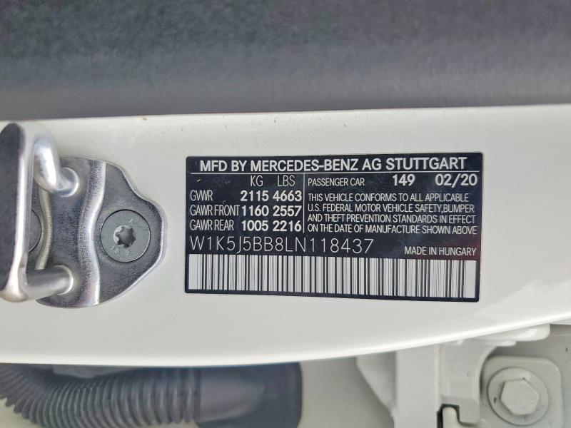 Aukcja sprzedaży 2020 Mercedes-benz Cla, vin: W1K5J5BB8LN118437, numer aukcji: 59133566