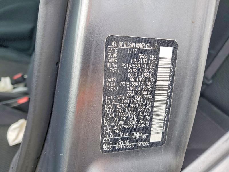 Aukcja sprzedaży 2017 Nissan Juke, vin: JN8AF5MR2HT704918, numer aukcji: 58439716