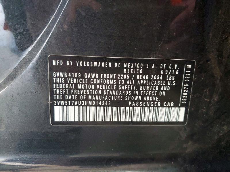 Aukcja sprzedaży 2017 Volkswagen Gti, vin: 3VW5T7AU3HM014343, numer aukcji: 57618406