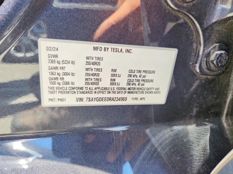 Auction sale of the 2024 Tesla Model Y, vin: 7SAYGDEE0RA234969, lot number: 58814416
