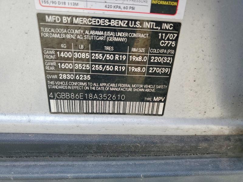 Aukcja sprzedaży 2008 Mercedes-benz Ml, vin: 4JGBB86E18A352610, numer aukcji: 57584636