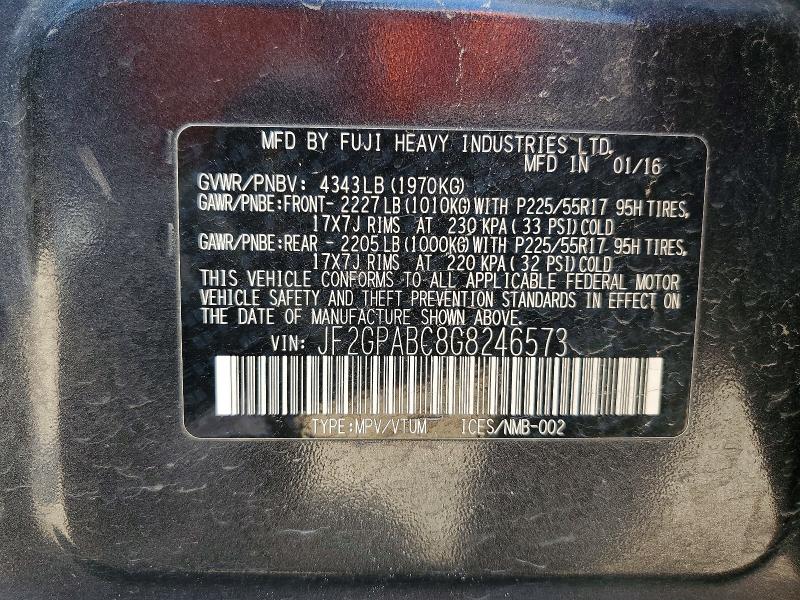 Продаж на аукціоні авто 2016 Subaru Crosstrek, vin: JF2GPABC8G8246573, номер лоту: 55690056