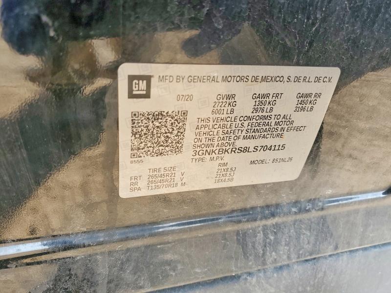 Aukcja sprzedaży 2020 Chevrolet Blazer, vin: 3GNKBKRS8LS704115, numer aukcji: 55542996