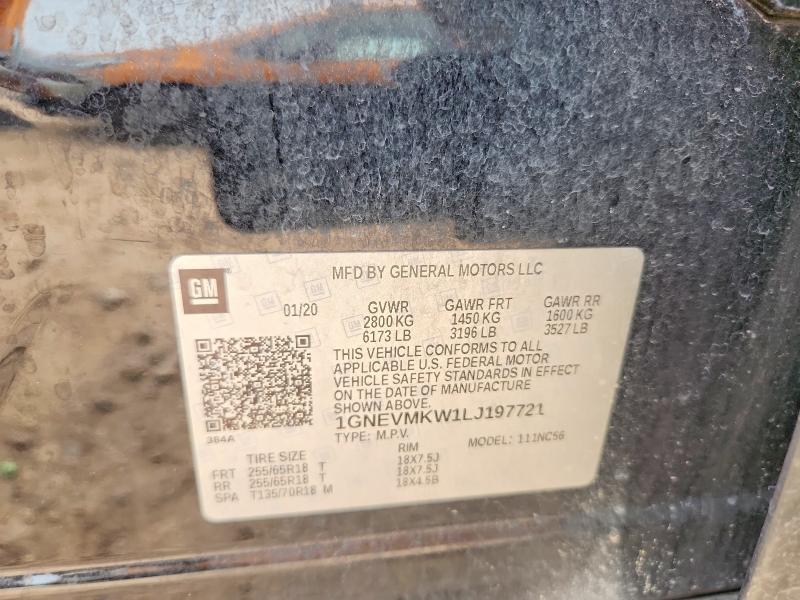 2020 Chevrolet Traverse მანქანა იყიდება აუქციონზე, vin: 1GNEVMKW1LJ197721, აუქციონის ნომერი: 57913816
