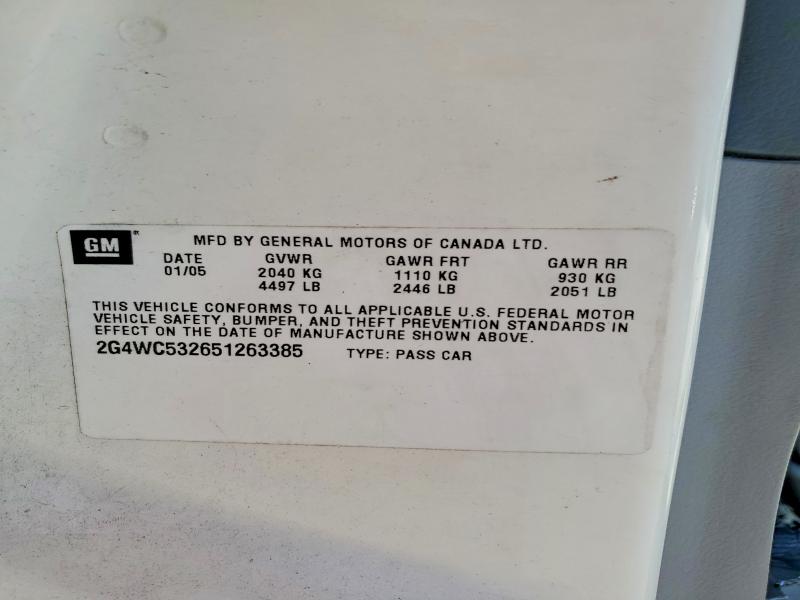 2005 Buick Lacrosse მანქანა იყიდება აუქციონზე, vin: 2G4WC532651263385, აუქციონის ნომერი: 59099426