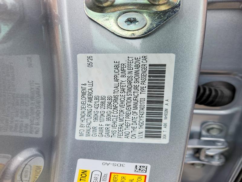Aukcja sprzedaży 2026 Honda Accord, vin: 1HGCY1F43TA031703, numer aukcji: 58327846