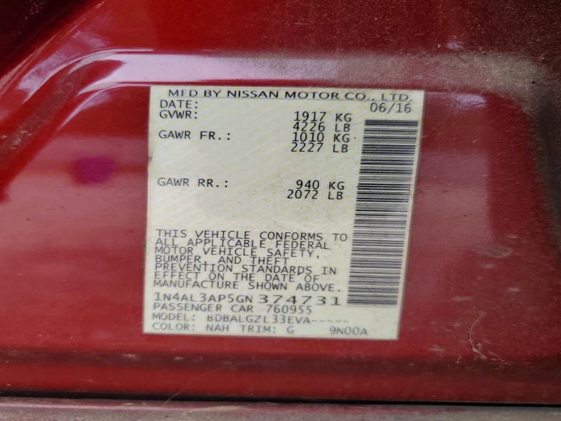 Aukcja sprzedaży 2016 Nissan Altima, vin: 1N4AL3AP5GN374731, numer aukcji: 56764136
