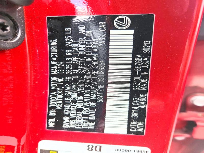 Aukcja sprzedaży 2025 Lexus Es 350, vin: 58AFZ1B13SU186354, numer aukcji: 58519066