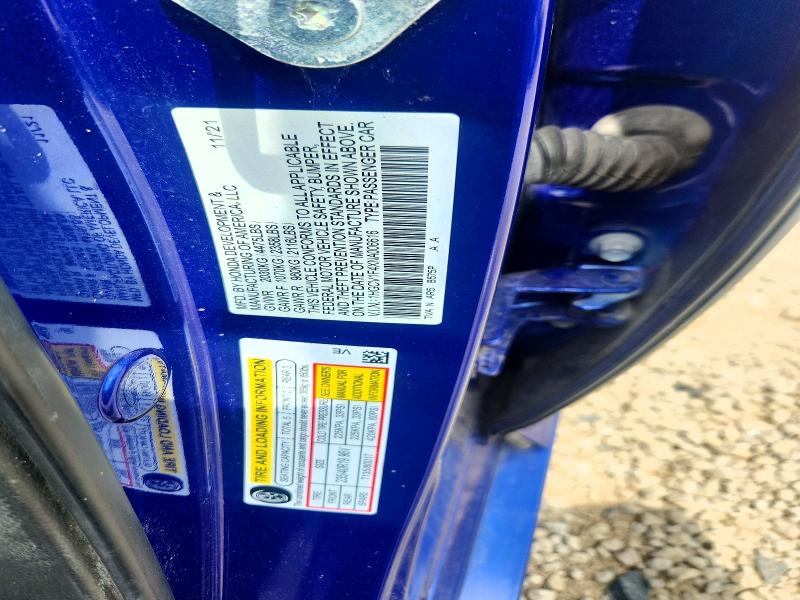Aukcja sprzedaży 2022 Honda Accord, vin: 1HGCV1F4XNA006616, numer aukcji: 58484786