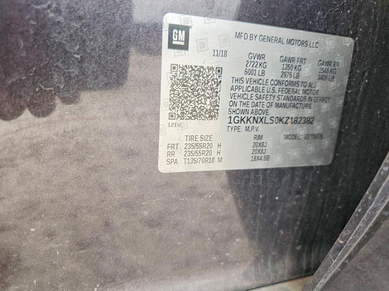 Aukcja sprzedaży 2019 Gmc Acadia, vin: 1GKKNXLS0KZ182382, numer aukcji: 55930666