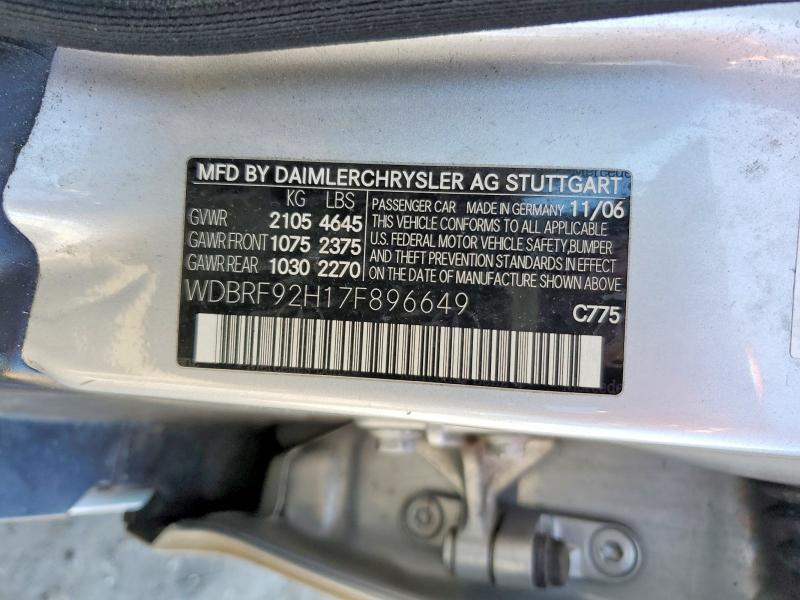 55506086 :رقم المزاد ، WDBRF92H17F896649 vin ، 2007 Mercedes-benz C مزاد بيع