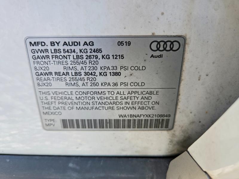 Aukcja sprzedaży 2019 Audi Q5, vin: WA1BNAFYXK2108849, numer aukcji: 56827686