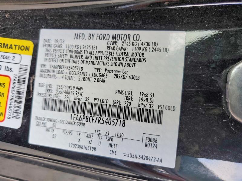 Продаж на аукціоні авто 2024 Ford Mustang, vin: 1FA6P8CF7R5405718, номер лоту: 57925896