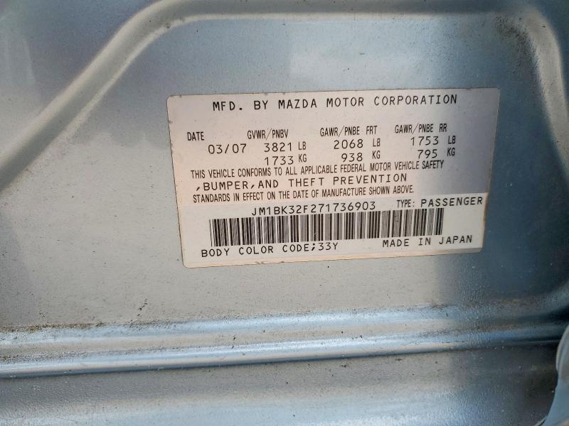 Aukcja sprzedaży 2007 Mazda 3, vin: JM1BK32F271736903, numer aukcji: 59151686