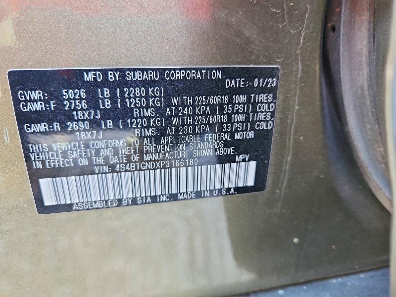 Продажа на аукционе авто 2023 Subaru Outback, vin: 4S4BTGNDXP3166180, номер лота: 57596716