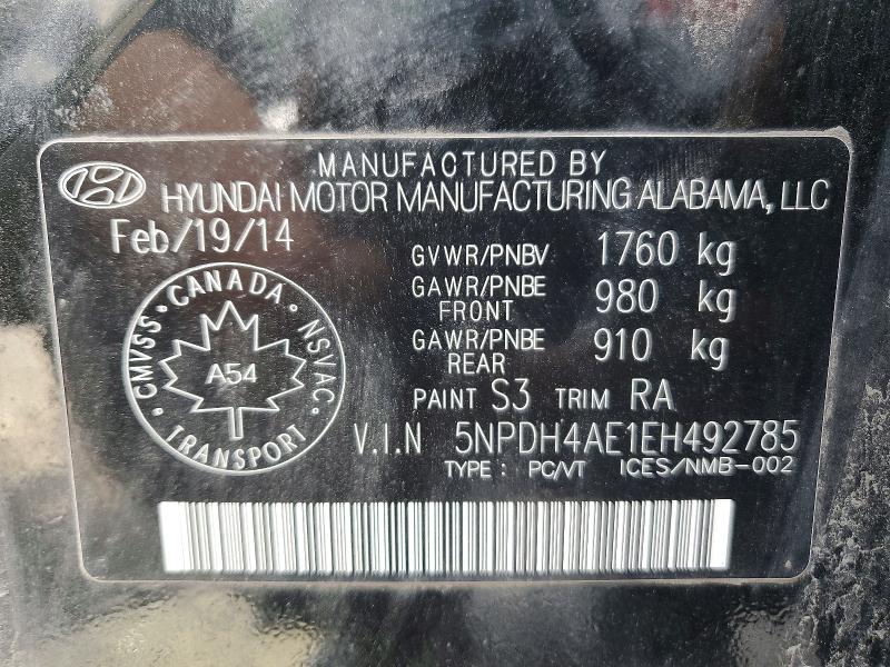 Aukcja sprzedaży 2014 Hyundai Elantra, vin: 5NPDH4AE1EH492785, numer aukcji: 57714516