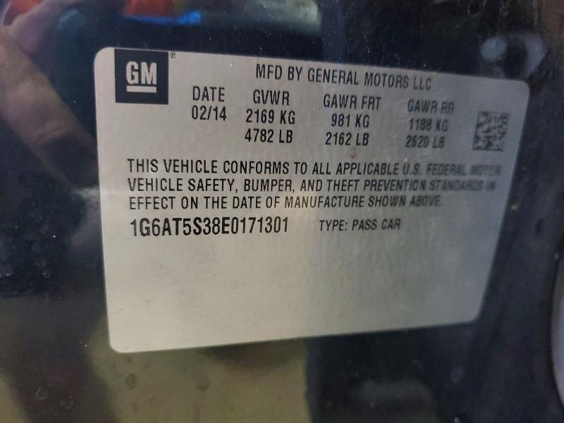 57354076 :رقم المزاد ، 1G6AT5S38E0171301 vin ، 2014 Cadillac Cts مزاد بيع