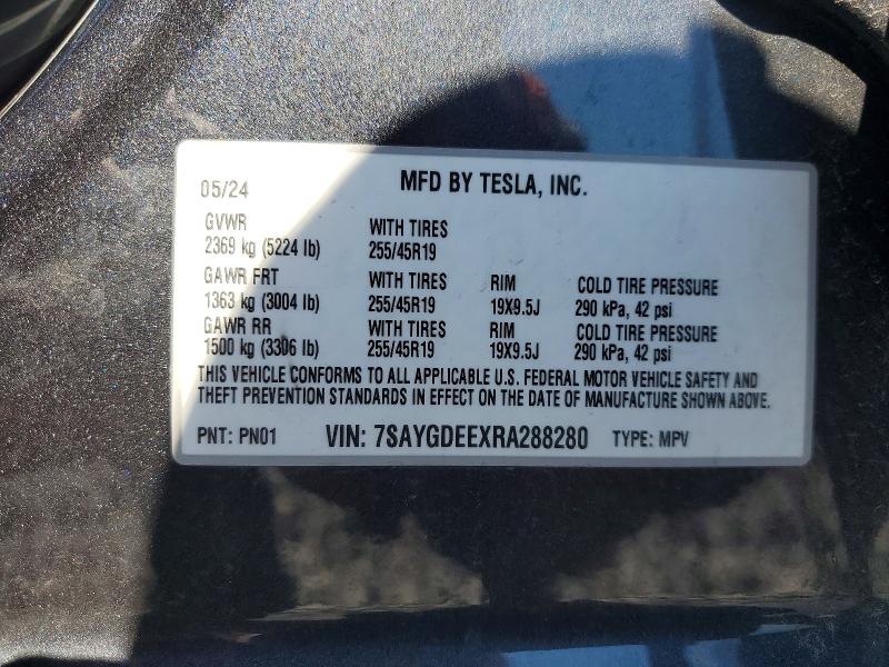 2024 Tesla Model Y მანქანა იყიდება აუქციონზე, vin: 7SAYGDEEXRA288280, აუქციონის ნომერი: 58455326